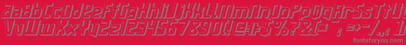 MaassSlicerItalic3D-fontti – harmaat kirjasimet punaisella taustalla