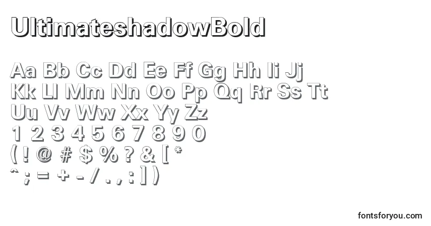 Шрифт UltimateshadowBold – алфавит, цифры, специальные символы