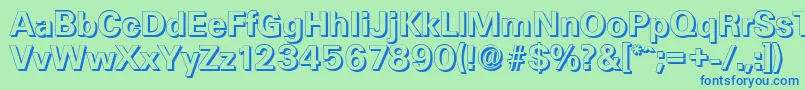 UltimateshadowBold-fontti – siniset fontit vihreällä taustalla