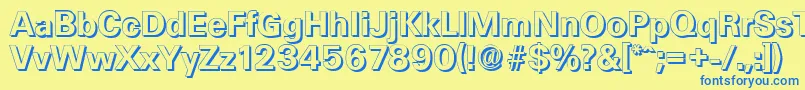 フォントUltimateshadowBold – 青い文字が黄色の背景にあります。