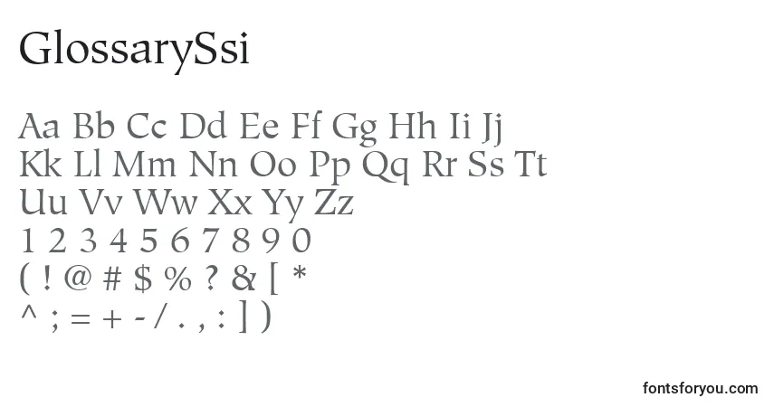 A fonte GlossarySsi – alfabeto, números, caracteres especiais