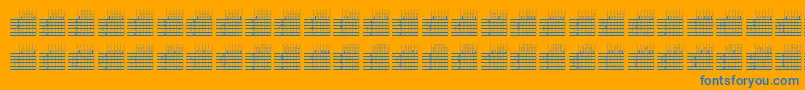 Fonte LogicTwentyFiveQ – fontes azuis em um fundo laranja