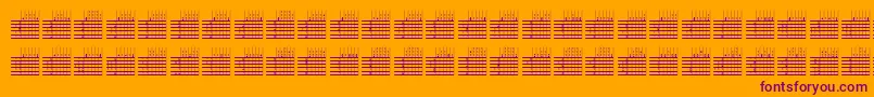 Fonte LogicTwentyFiveQ – fontes roxas em um fundo laranja