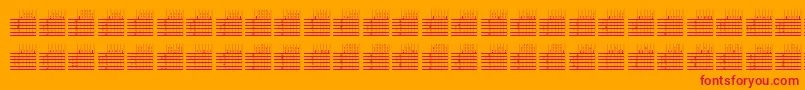 Fonte LogicTwentyFiveQ – fontes vermelhas em um fundo laranja