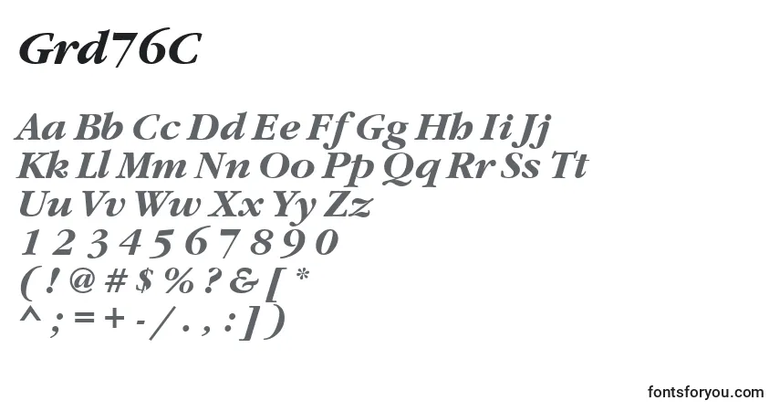 A fonte Grd76C – alfabeto, números, caracteres especiais