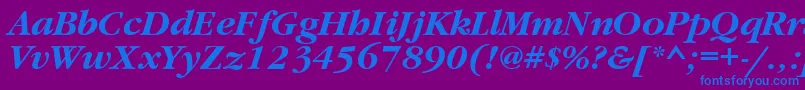 フォントGrd76C – 紫色の背景に青い文字