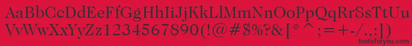 CaslonNo.224BookBt-fontti – mustat fontit punaisella taustalla