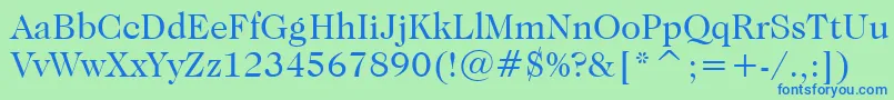 Шрифт CaslonNo.224BookBt – синие шрифты на зелёном фоне