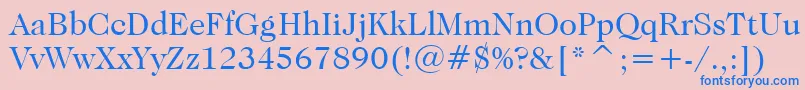 Fonte CaslonNo.224BookBt – fontes azuis em um fundo rosa