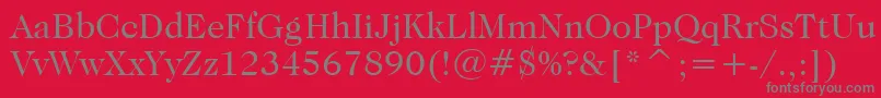 CaslonNo.224BookBt-fontti – harmaat kirjasimet punaisella taustalla