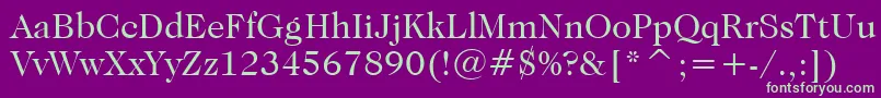CaslonNo.224BookBt-fontti – vihreät fontit violetilla taustalla