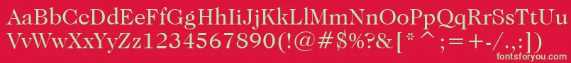 CaslonNo.224BookBt-fontti – vihreät fontit punaisella taustalla