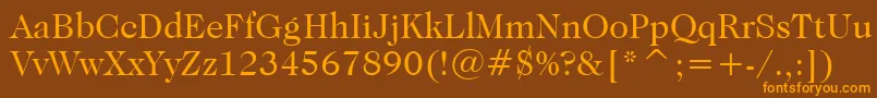 フォントCaslonNo.224BookBt – オレンジ色の文字が茶色の背景にあります。