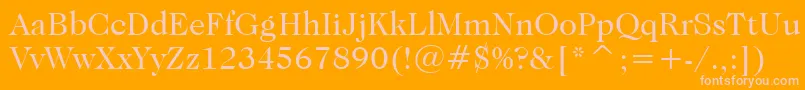 CaslonNo.224BookBt-fontti – vaaleanpunaiset fontit oranssilla taustalla
