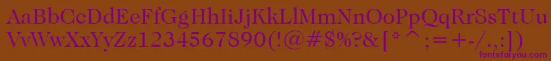 CaslonNo.224BookBt-fontti – violetit fontit ruskealla taustalla