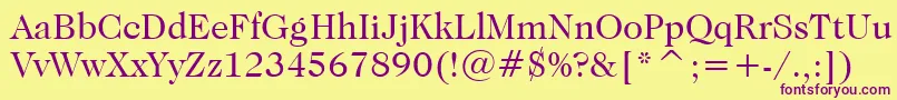 CaslonNo.224BookBt-fontti – violetit fontit keltaisella taustalla