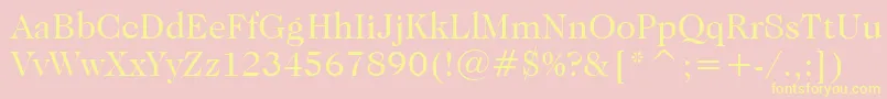 CaslonNo.224BookBt-fontti – keltaiset fontit vaaleanpunaisella taustalla
