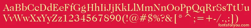 CaslonNo.224BookBt-fontti – keltaiset fontit punaisella taustalla