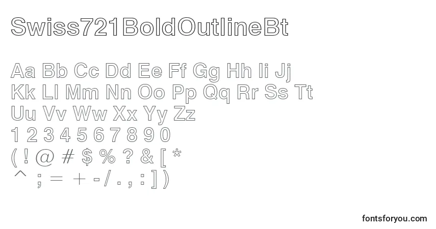 A fonte Swiss721BoldOutlineBt – alfabeto, números, caracteres especiais