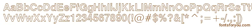 Swiss721BoldOutlineBt-fontti – ruskeat fontit valkoisella taustalla
