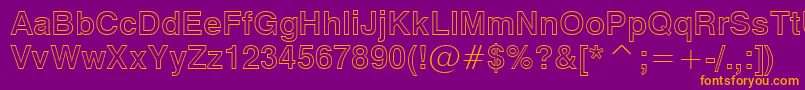 Swiss721BoldOutlineBt-Schriftart – Orangefarbene Schriften auf violettem Hintergrund