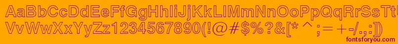 Swiss721BoldOutlineBt-Schriftart – Violette Schriften auf orangefarbenem Hintergrund