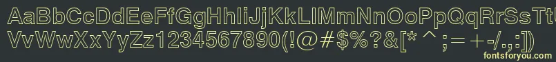 フォントSwiss721BoldOutlineBt – 黒い背景に黄色の文字