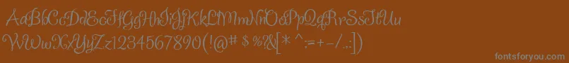 フォントSladkoeshka – 茶色の背景に灰色の文字