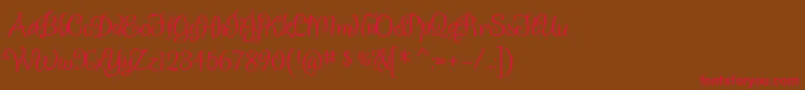 Sladkoeshka-Schriftart – Rote Schriften auf braunem Hintergrund