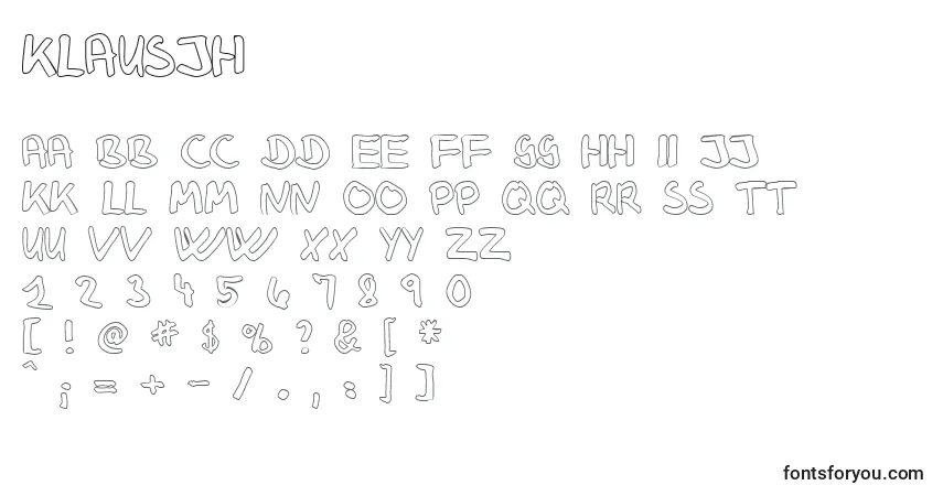 A fonte KlausjH – alfabeto, números, caracteres especiais