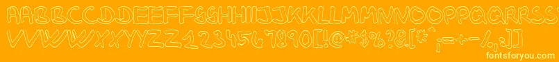 KlausjH-Schriftart – Gelbe Schriften auf orangefarbenem Hintergrund