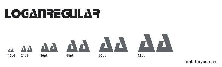 Размеры шрифта LoganRegular