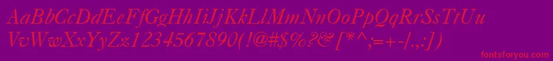 CasqueItalic-Schriftart – Rote Schriften auf violettem Hintergrund