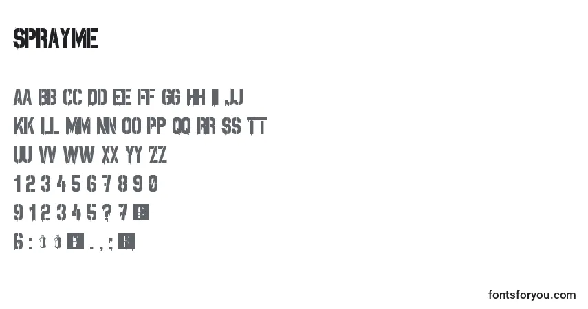Schriftart Sprayme – Alphabet, Zahlen, spezielle Symbole