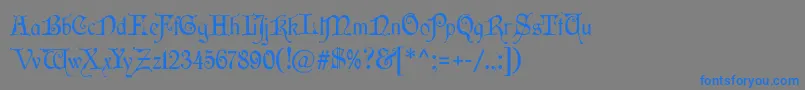 フォントWishmf – 灰色の背景に青い文字