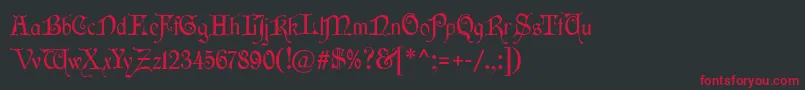 フォントWishmf – 黒い背景に赤い文字