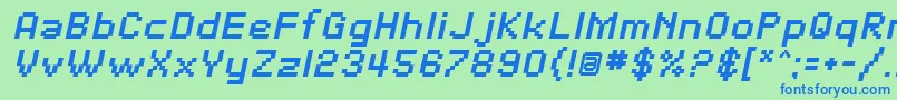 SfPixelateBoldOblique Font – Blue Fonts on Green Background