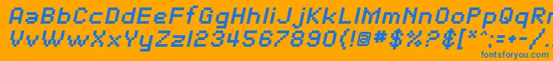 SfPixelateBoldOblique Font – Blue Fonts on Orange Background