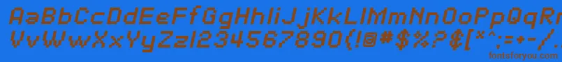 フォントSfPixelateBoldOblique – 茶色の文字が青い背景にあります。