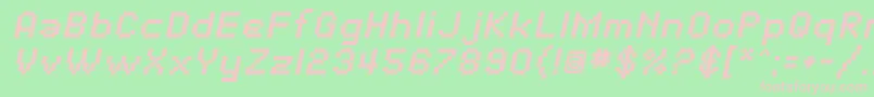 SfPixelateBoldOblique-fontti – vaaleanpunaiset fontit vihreällä taustalla