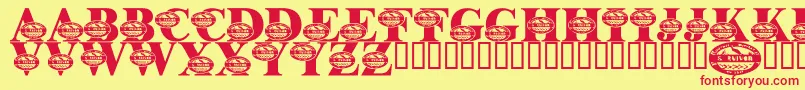 LmsSurviveTheOutback Font – Red Fonts on Yellow Background