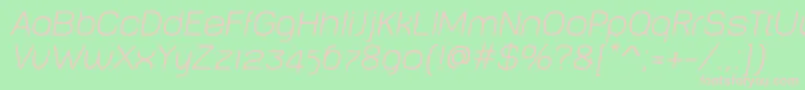 BabyMinethinOblique-fontti – vaaleanpunaiset fontit vihreällä taustalla