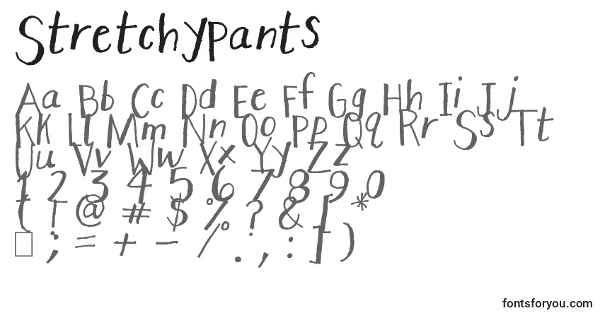 Czcionka StretchyPants – alfabet, cyfry, specjalne znaki
