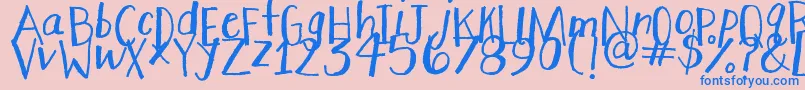 StretchyPants-Schriftart – Blaue Schriften auf rosa Hintergrund