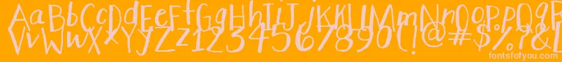 StretchyPants-Schriftart – Rosa Schriften auf orangefarbenem Hintergrund