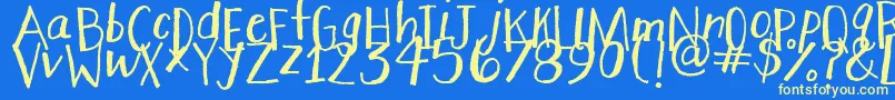 StretchyPants Font – Yellow Fonts on Blue Background