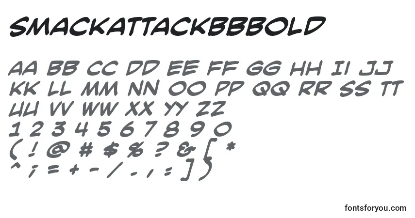 A fonte SmackattackBbBold – alfabeto, números, caracteres especiais