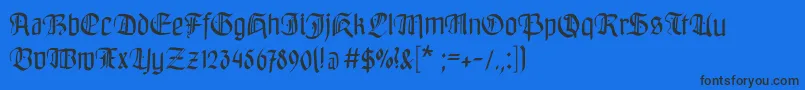 フォントBayreuthfraktur – 黒い文字の青い背景