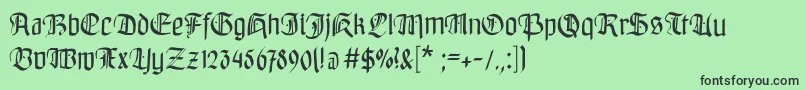 フォントBayreuthfraktur – 緑の背景に黒い文字