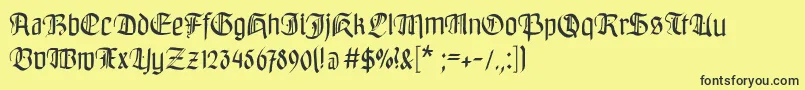 フォントBayreuthfraktur – 黒い文字の黄色い背景